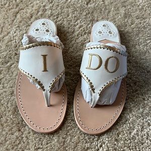 Jack Rogers Embroidered “I DO” Sandal. Size 6.5